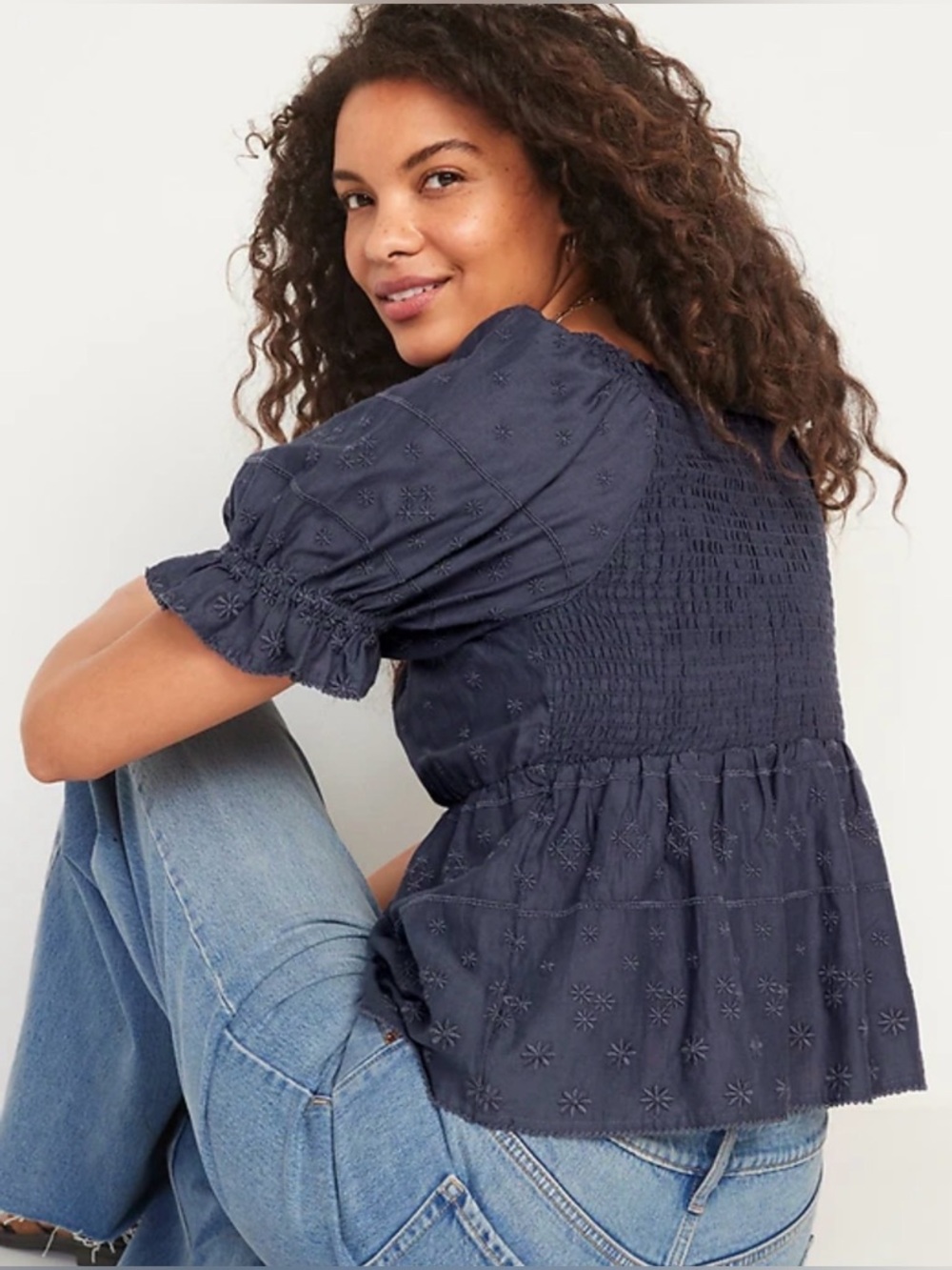NWOT Old Navy eyelet boho peplum smocked top size women’s size 4X - Picture 2 of 10